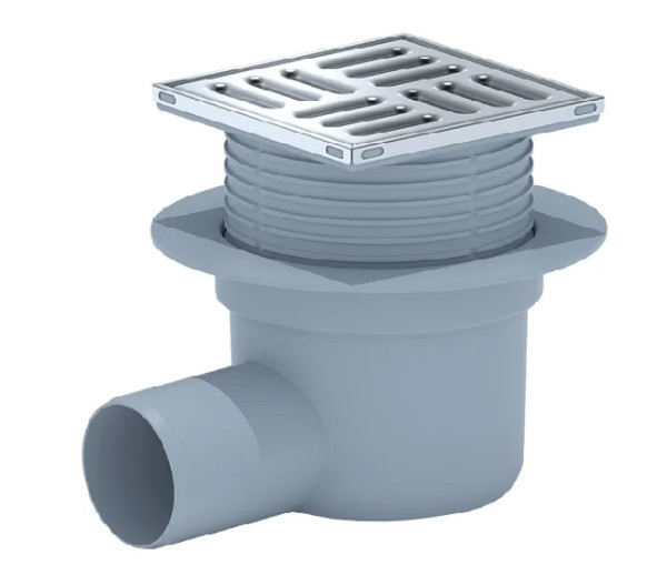 ТрапTA5612горизонтальный регулируемый с выпуском 50мм, с нержавеющей решеткой 150*150