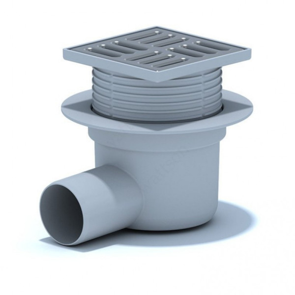 Трап TA5614горизонтальный регулируемый с выпуском 50мм, с нержавеющей решеткой 120*120