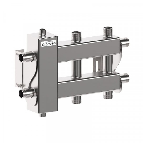 Нержавеющий коллектор с гидрострелкой BMSS-60-3DU, подкл. котла G1, 2+1 контура G1 Gidruss