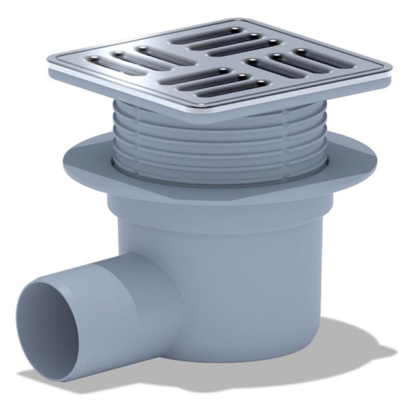 ТрапTA5614Mгоризонтальный регулируемый с выпуском 50мм, с нерж. решеткой 120*120 (с металл. ок.)