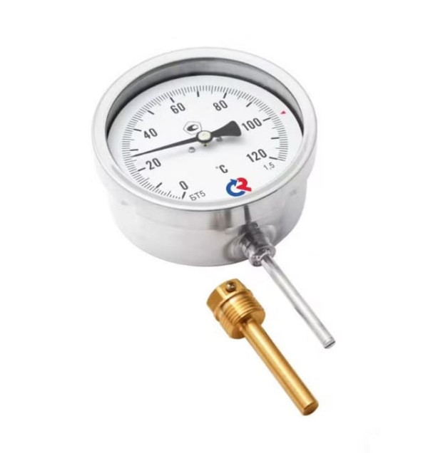 Термометр биметаллический радиальный Дк100 120С L=100мм G1/2" БТ-52.211 Росма 00000002638