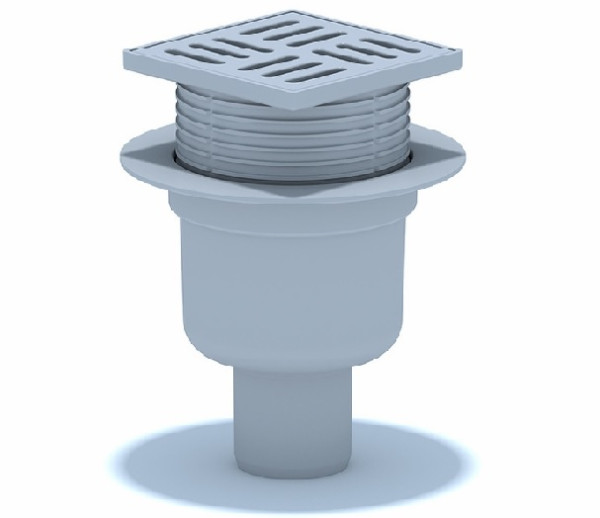 Трап TA5704 вертикальный регулируемый с выпуском 50мм, с решеткой из пластика 100*100