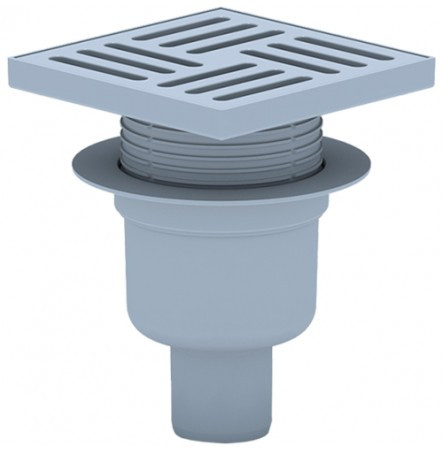 ТрапTA5710 вертикальный регулируемый с выпуском 50мм, с решеткой из пластика 150*150