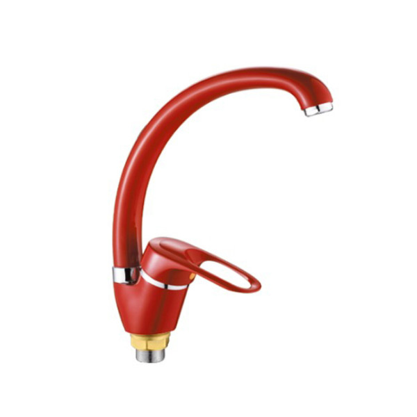 Смеситель д/кухни 1-ручк, итал к40,крас,выс.пов излив,креп гайка Potato P5925-5
