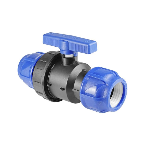 Кран ПЭ/ПНД шаровой компрессионный Дн 63х63 Ру16 VALFEX 1210012326363