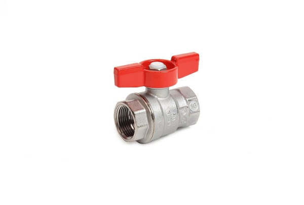 Кран шаровой латунь хром R851 Ду 20 Ру35 ВР полнопроходной бабочка красная Giacomini R851X024