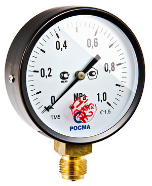 Манометр с нижним подключением 1/2",0-16 бар