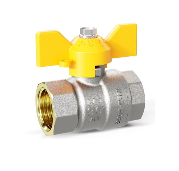 Кран шаровой латунный ник. ГАЗ  Pride Ду 15 Ру40 ВР бабочка LD 47.15.В-B.Б