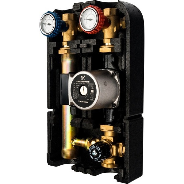 Насосная группа с термостат.смесительным клапаном 1" с насосом Grundfos UPSO25-65