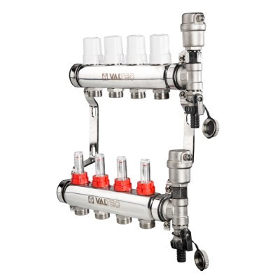 Коллекторная группа  нерж. в сборе с расходомерами, 1"х3 вых. евроконус 3/4" VTc.589