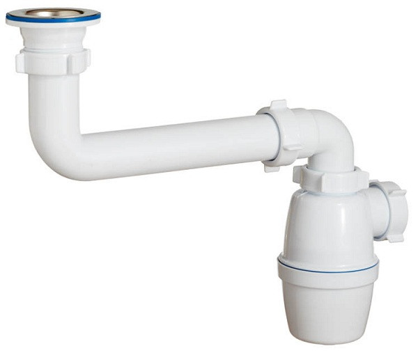 Сифон для умыв/мойки бут 1 1/2"x40 со смещ сливом выпуск нерж/сеткой Орио К-4003