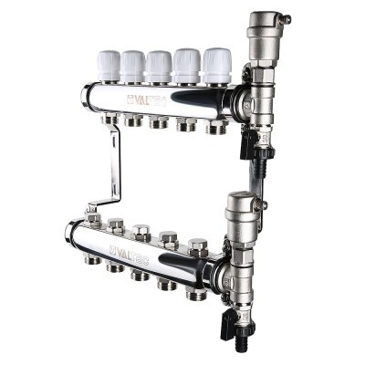 Коллекторная группа  нерж. с т/с и баланс. клап., 1"х4 вых. 3/4" ЕК VTc.588.EMNX