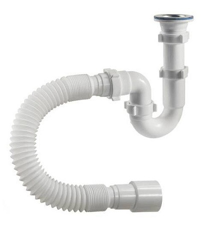 Сифон для умыв/мойки труб 1 1/2"x40 с гофрой 40х40/50 выпуск с нерж решёткой D=70мм Орио S-41019