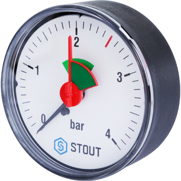 Манометр аксиальный с указателем предела. Корпус Dn 63 мм 1/4", 0...4 бар, кл.2.5