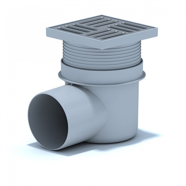 ТрапTQ1612 горизонтальный регулируемый с выпуском 110мм, с нержавеющей решеткой 150*150 сухой