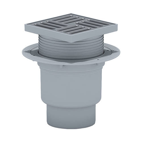 ТрапTQ1710 вертикальный регулируемый с выпуском 110мм, с пластиковой решеткой 150*150 сухой