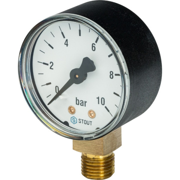 Манометр радиальный, корпус Dn 50мм 1/4" , 0...10 бар, кл.2.5 STOUT