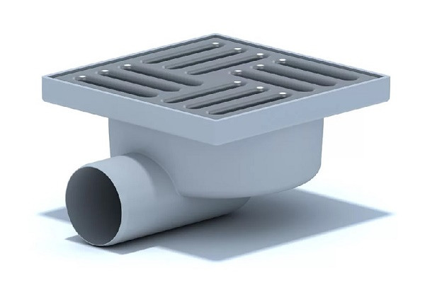 ТрапTQ5112горизонтальный нерегулируемый с выпуском 50мм, с нержавеющей решеткой 150*150 сухой