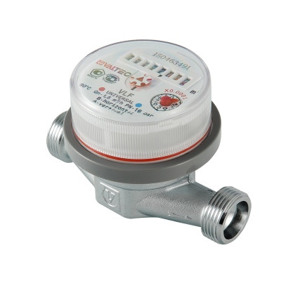 Водосчетчик универсальный, квартирный, до +90грС, 1,5м3, 1/2", 110мм (без сгонов) Valtec