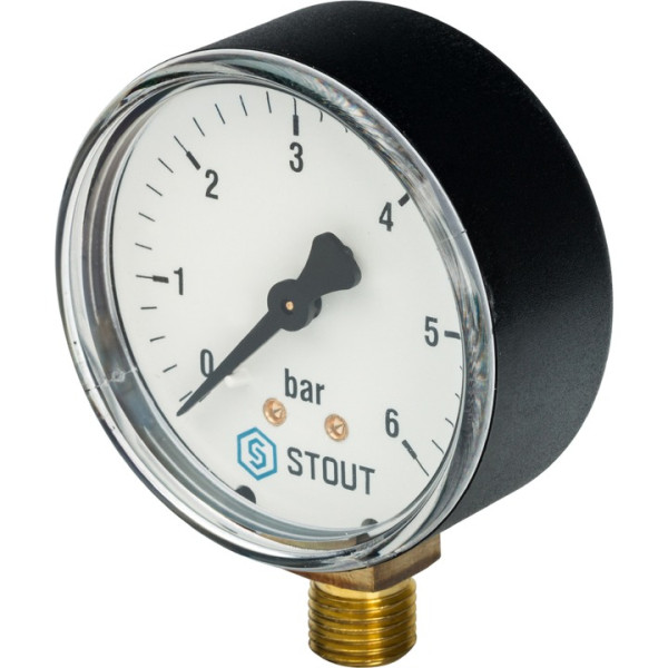 Манометр радиальный. Корпус Dn 63 мм 1/4", 0...6 бар, кл.2.5 STOUT