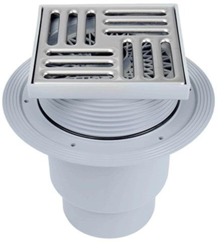 ТрапTQ1712 вертикальный регулируемый с выпуском 110мм, с нержавеющей решеткой 150*150 сухой