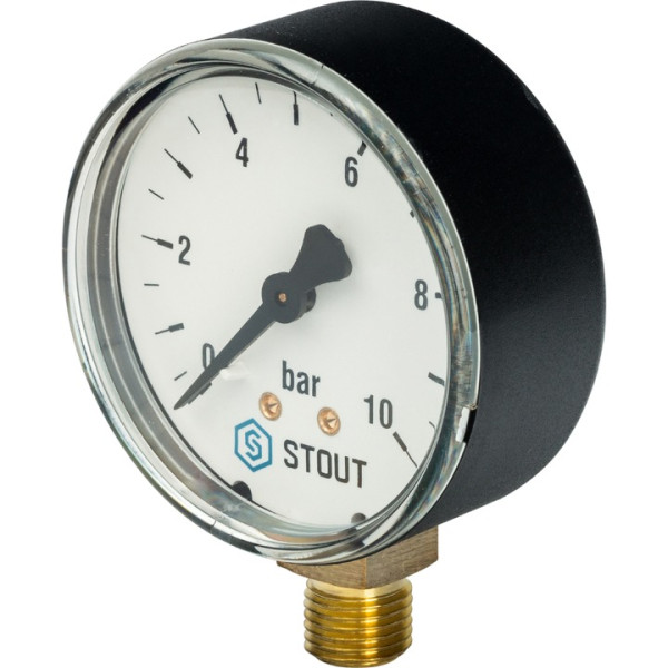 Манометр радиальный. Корпус Dn 63 мм 1/4", 0...10 бар, кл.2.5 STOUT