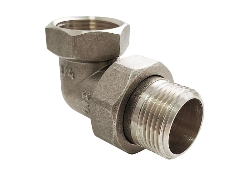 Соединитель латунь никель американка Ду 25 (1") угловой ВР/НР VALFEX VF.098.N.100