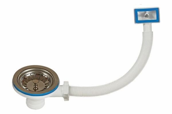 Выпуск мойки 3 1/2" гиб/перелив 32мм нерж/сетка Орио А-4007-1