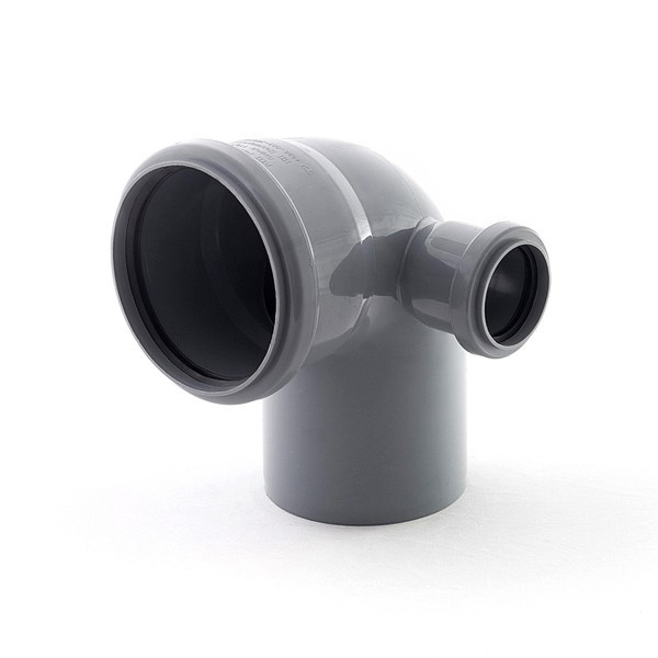 Отвод PP-H с выходом серый Дн110х50х87 правый в комплекте