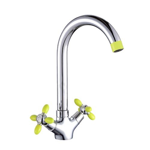 Смеситель д/кухни с высок.излив. цвет.руч.аэратор-зеленый хром Potato P4471-11