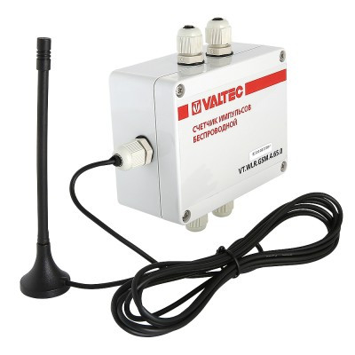 Счетчик импульсов c GSM-модемом, 2 канала, автономное питание, IP65 Valtec