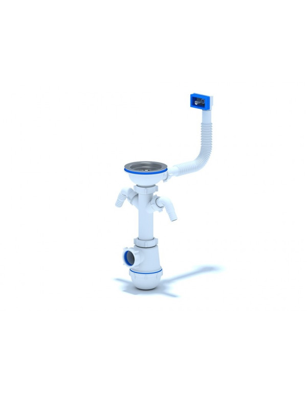 Сифон Ани Грот с 2 отводами стиральной машины с переливом мойки 3 1/2*40 А0146S