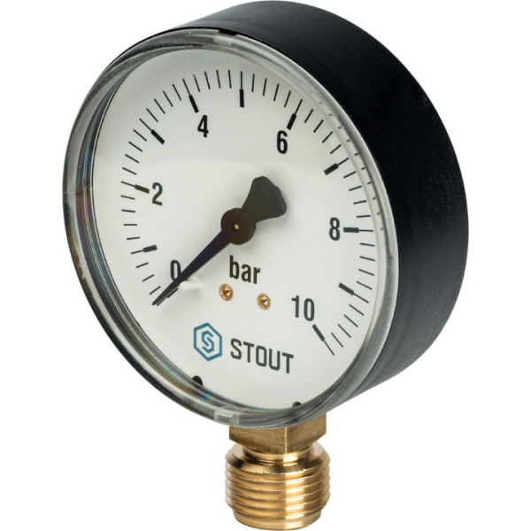 Манометр радиальный. Корпус Dn 80 мм 1/2", 0...10 бар, кл.2.5 STOUT