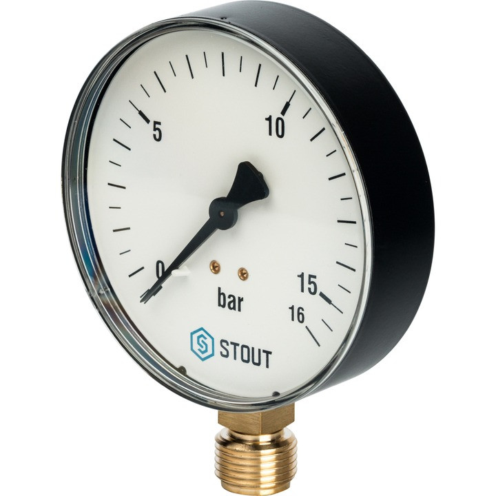 Манометр радиальный. Корпус Dn 100 мм 1/2", 0...16 бар, кл.2.5 STOUT