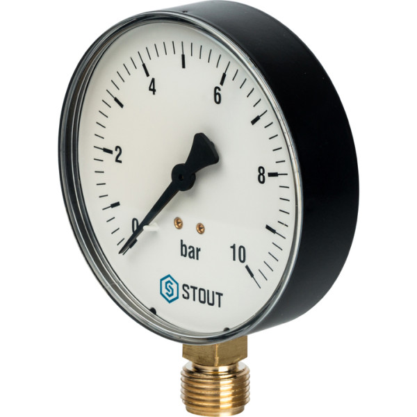 Манометр радиальный. Корпус Dn 100 мм 1/2", 0...10 бар, кл.2.5 STOUT