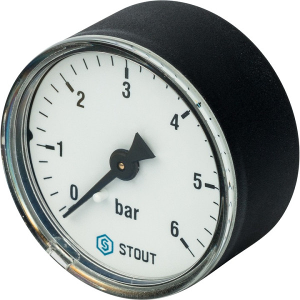 Манометр аксиальный. Корпус Dn 50 мм 1/4", 0...6 бар, кл.2.5 STOUT