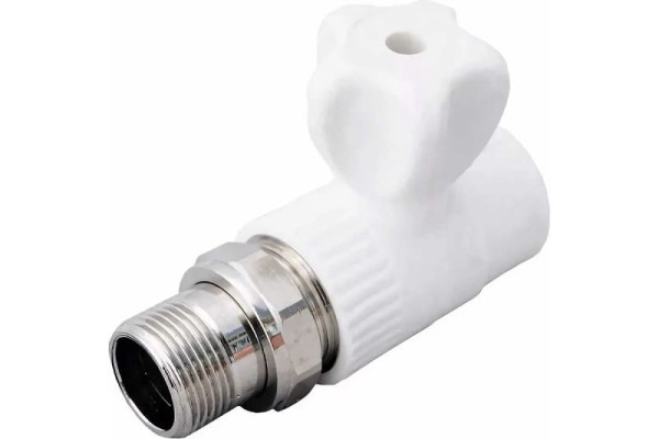 Кран шаровой для радиатора прямой Дн20х1/2" (60/10) БЕЛЫЙ valfex