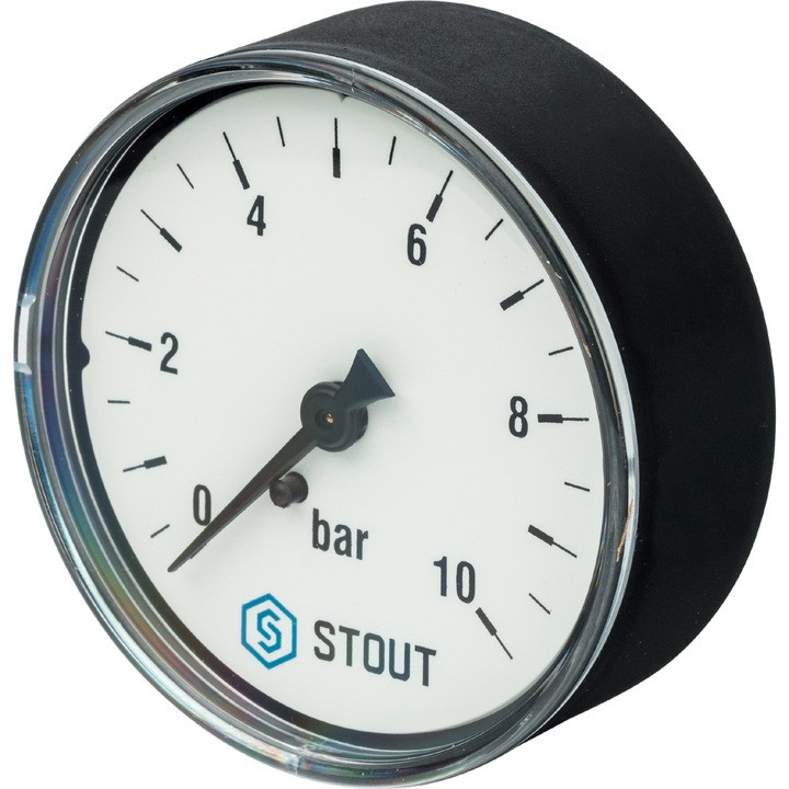 Манометр аксиальный. Корпус Dn 63 мм 1/4", 0...10 бар, кл.2.5 STOUT