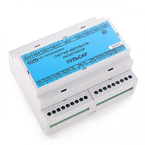 Счетчик импульсов - регистратор Пульсар 16- канальный, RS485; схема Намур; пит. 7...24В