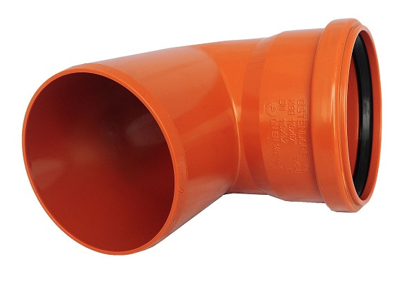 Отвод НПВХ коричневый Дн110х87° б/нап в комплекте KGB Ostendorf