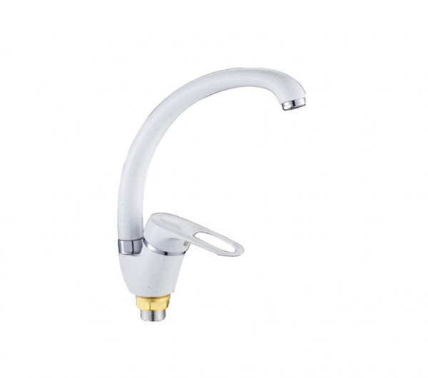 Смеситель д/кухни 1-ручк, итал к40,белый,выс.пов излив,креп гайка Potato P5925-7