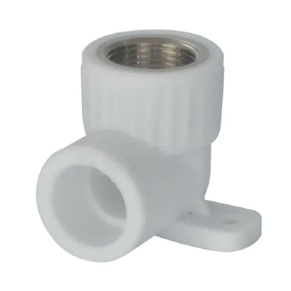 Угольник PP-R бел нап Дн20x3/4" Внутр/р VALFEX с креплением  (водорозетка)