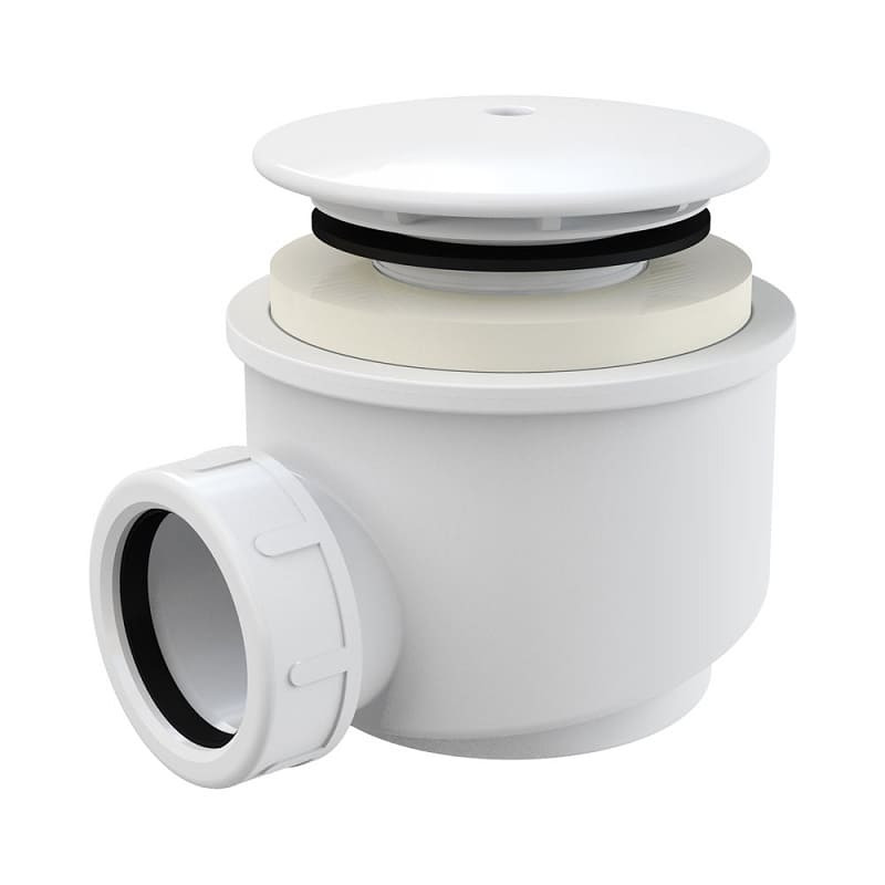 Сифон для поддона 1 1/2"x60/40 h=72мм слив крышка D=91мм, белая Alca Plast A47B-60