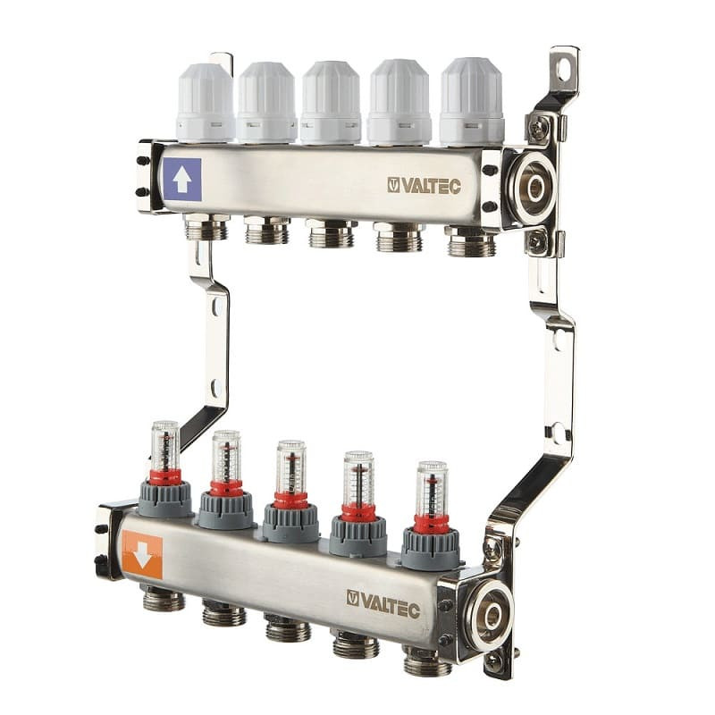 Коллекторная группа нерж. в сборе с рег.кл. и расходомерами , 1"х6 вых. Евроконус 3/4" VTc.579.EMN Коллекторная группа нерж. в сборе с рег.кл. и расходомерами , 1"х6 вых. Евроконус 3/4" VTc.579.EMN