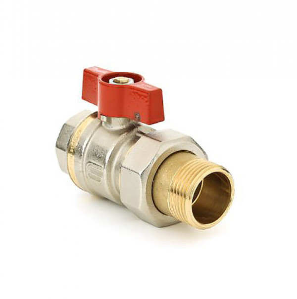 Кран шаровой латунь BVR Ду20 ВР/НР полный проход с американкой Danfoss 065В8204