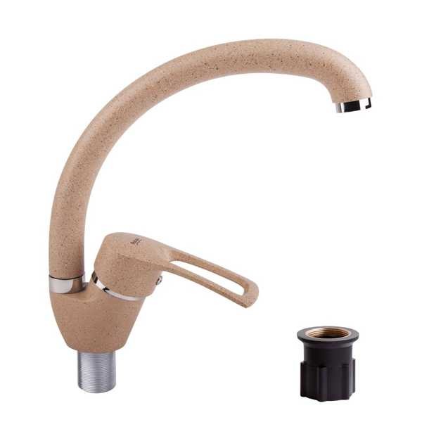 Смеситель д/кухни 1-ручк, итал к40,гранит,выс пов.излив,крепл гайка Potato P5925-8