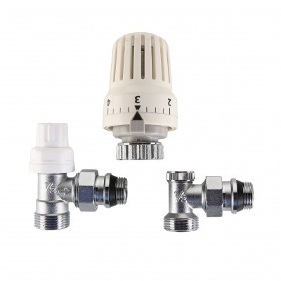 Комплект терморегулирующего оборудования д/рад. угловой с перех. на «евроконус» 1/2"x3/4" VT.045.NER