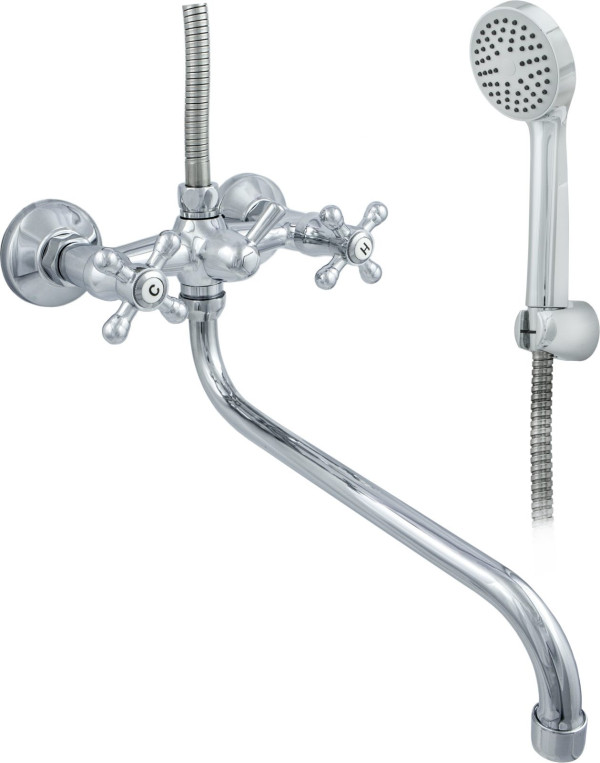 Смеситель для ванны дл/излив к/затвор хром пл/маховик флажковый ЦС 600-4К М Крест Подольск