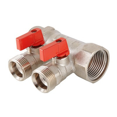 Коллектор с отсекающими кранами 1"х2 выхода Евроконус 3/4 VTc.580.NE