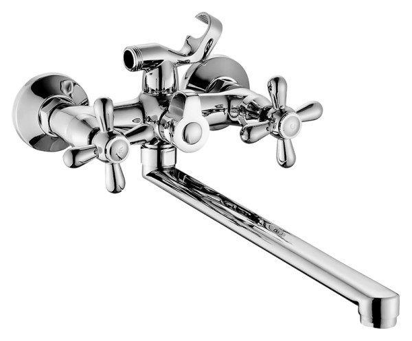 Смеситель д/ванны 2-ручк. керам к/б хром плоск. поворот излив 400 Potato P27302